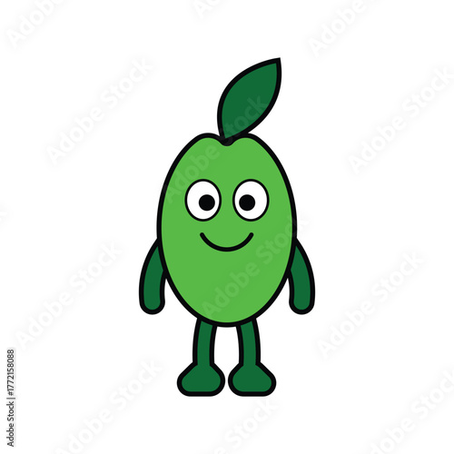 Green Sprout Eco Mascot Character Cute Cartoon Vector Illustration