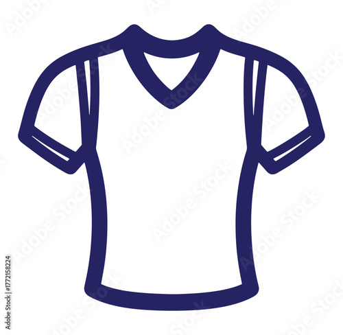 Simple outline illustration of a classic v-neck t-shirt perfect for design and apparel