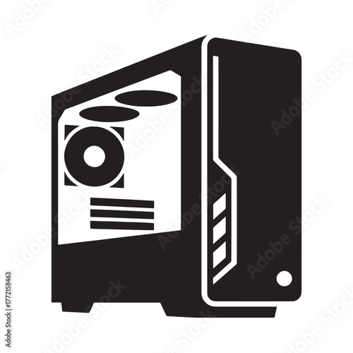 Modern computer tower with internal components visible through a transparent side panel