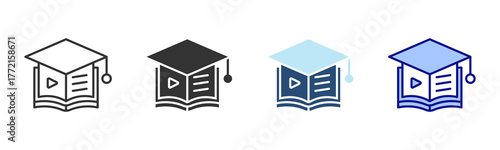 Elearning Icon Set. Designed In Multi Style
