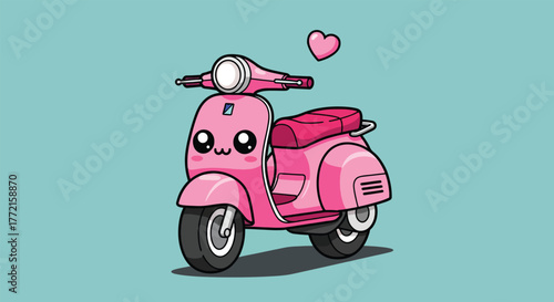 Adorable Pink Cartoon Scooter with Heart Accent.