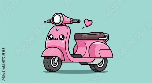 Adorable Pink Cartoon Scooter with Heart Accent