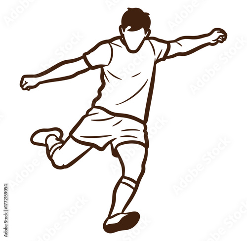 Vector illustration of a soccer player kicking the ball during a game action