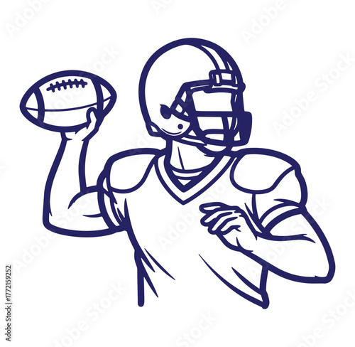 Vector illustration of an american football player throwing the ball ready for the game