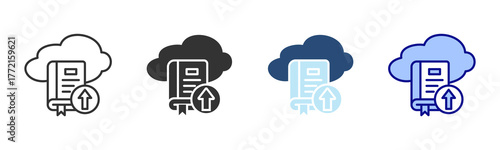 Cloud Library Icon Set. Designed In Multi Style