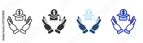Scholarship Icon Set. Designed In Multi Style