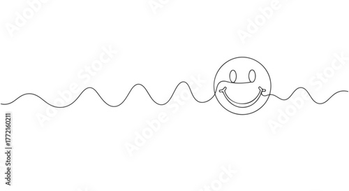 One Line Continuous Art Smiling Face Illustration e