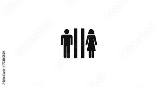 Simple Black Restroom Sign with Man and Woman Symbol