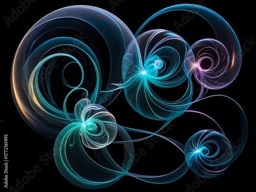 Organic abstract art inspired by bioluminescent organisms