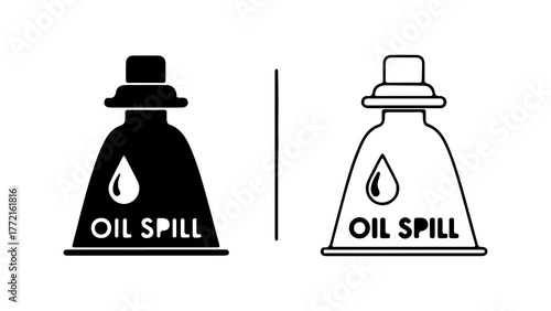 Oil spill hazard signs with transparent background