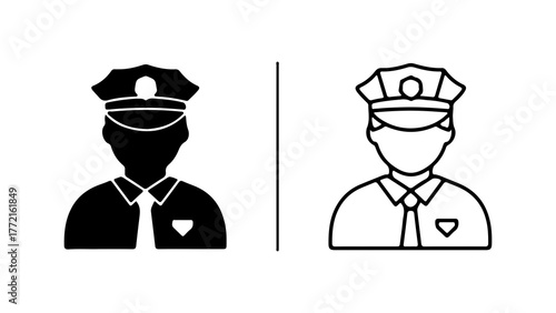 Police officer icon set with transparent background