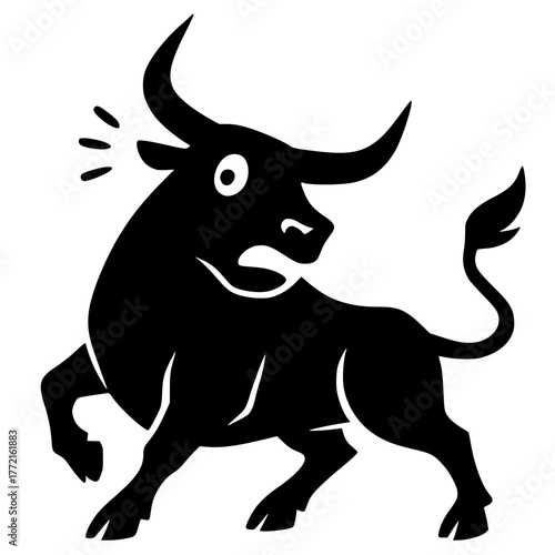 Silhouette of a surprised bull