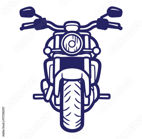 Classic motorcycle front view silhouette isolated on white background for design projects