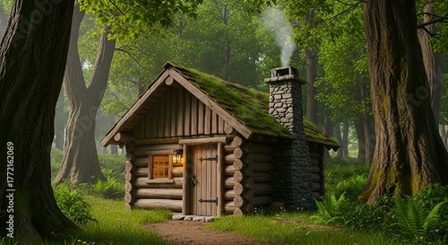 Idyllic Log Cabin Retreat: A Cozy Haven Nestled in a Lush Green Forest