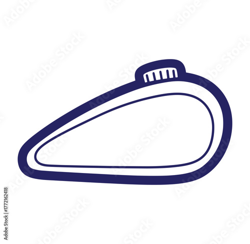 Illustration of a blue outline motorcycle gas tank isolated on a white background
