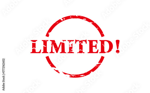 LIMITED! - LIMITED! text written on Red Rubber Stamp 
