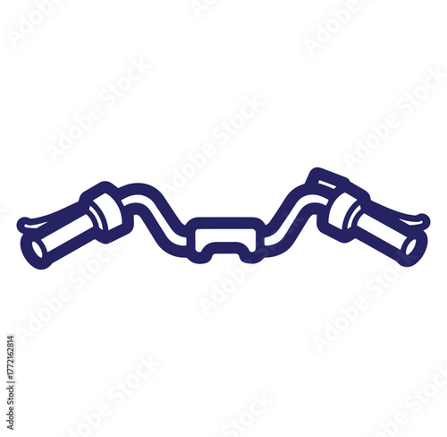 Simple blue outline illustration of a bicycle handlebar for design and concept visuals