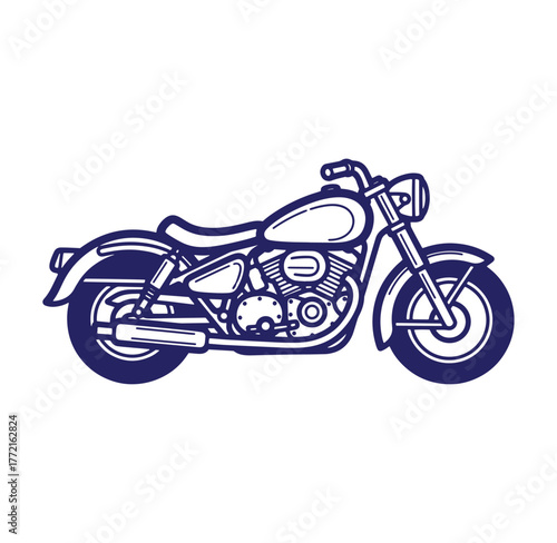 Simple illustration of a classic blue motorcycle on a white background design