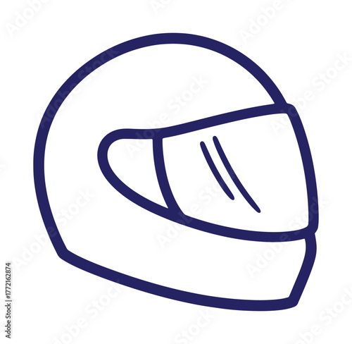 Simple line art illustration of a motorcycle helmet ideal for safety and protection concepts
