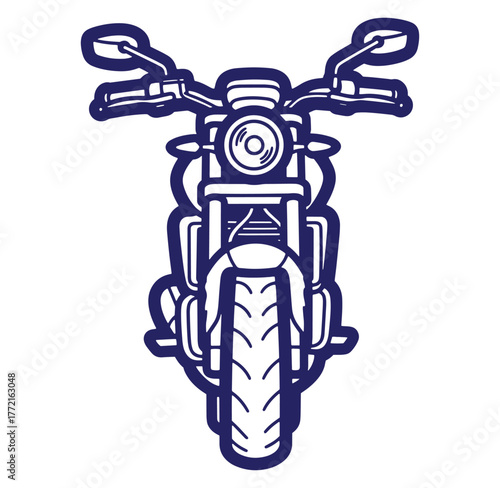 Stylized blue motorcycle vector illustration front view suitable for design projects and advertisements