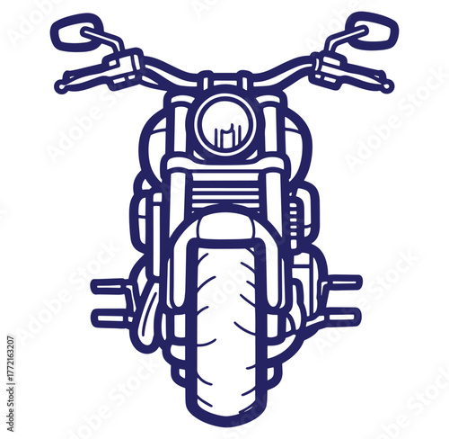 Vector illustration of a classic motorcycle front view depicting adventure and freedom