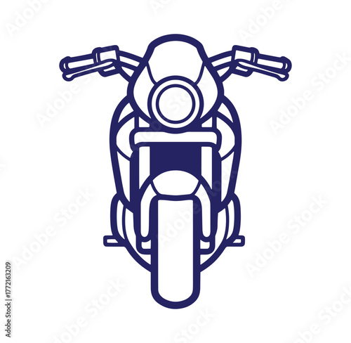 Vector illustration of a classic motorcycle front view depicting transportation and adventure