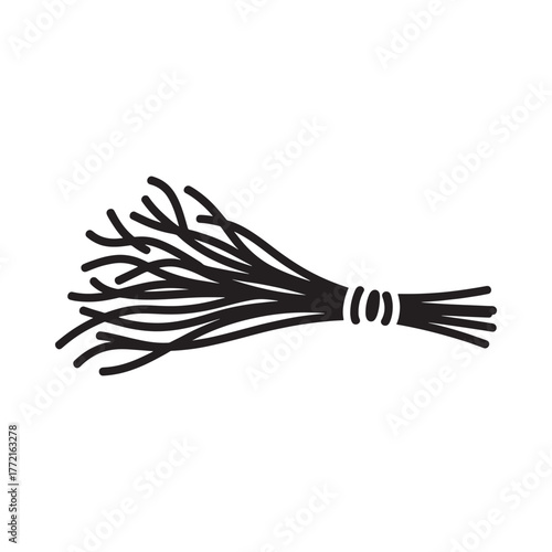 Simple black and white illustration of a bundle of twigs tied together