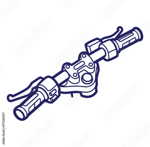 Vector illustration of motorcycle handlebars depicting the controls for acceleration and braking