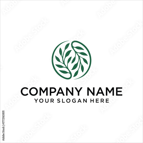 circle leaf green abstract logo vector