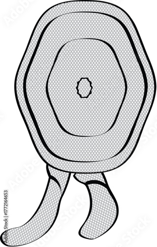 Abstract anatomical diagram of a cell, depicting its intricate internal structures and layers