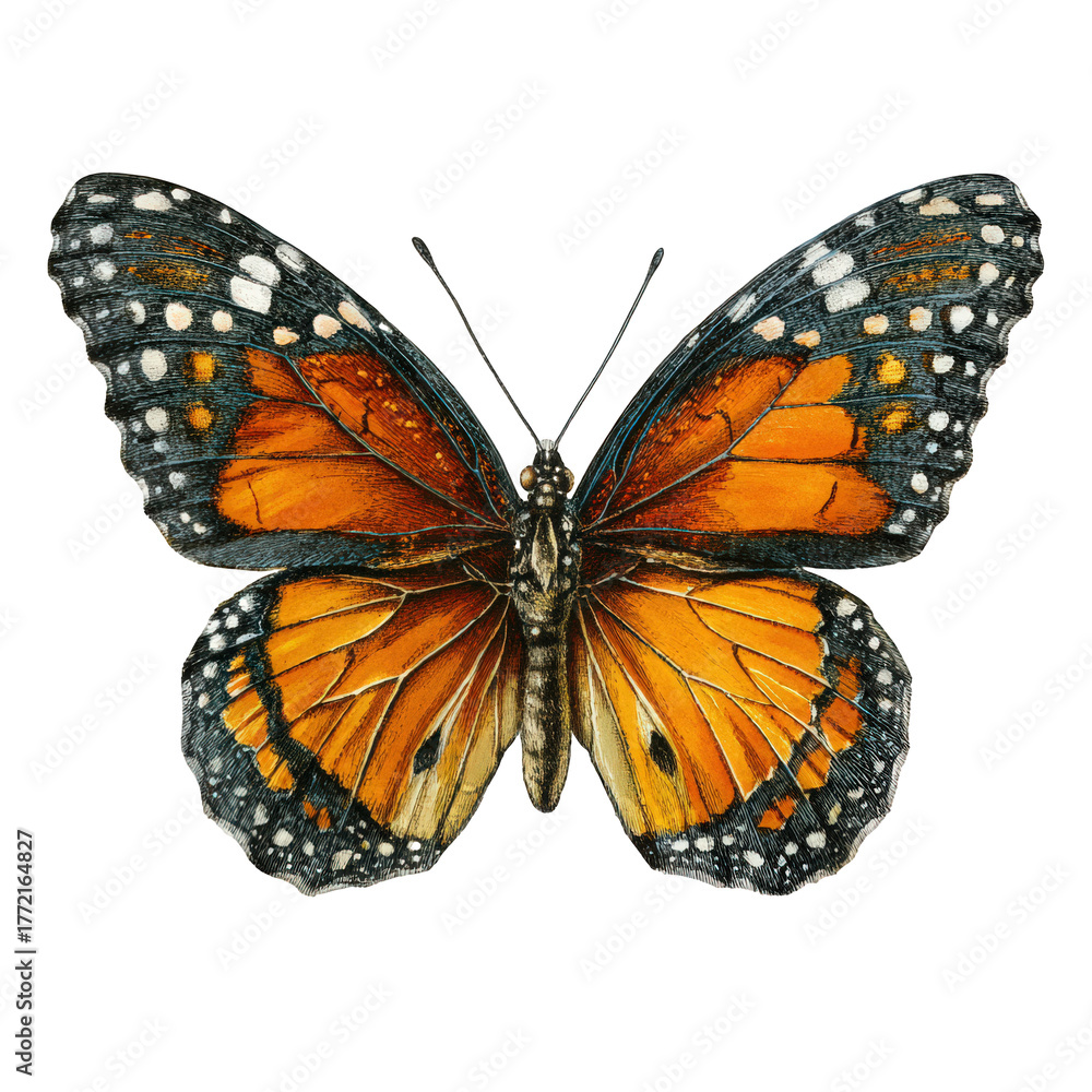 Fototapeta premium monarch butterfly vintage natural history illustration