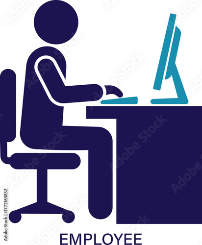 Employee icon representing a staff member, office worker, or team professional. Perfect for HR, corporate, and business management projects.