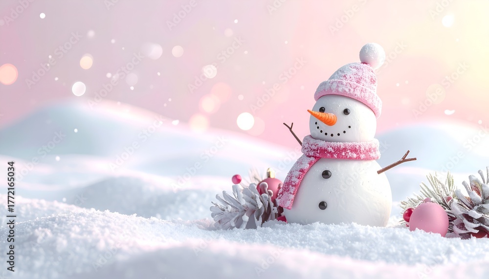 Fototapeta premium snowman on the snow
