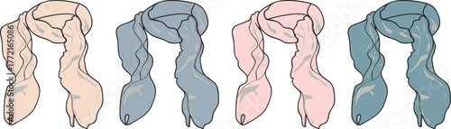 A collection of human large intestine illustrations in various colors. Anatomical vector diagrams of the colon for medical and scientific concepts