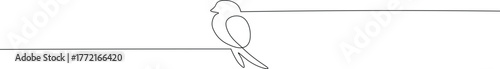 Sparrow icon single line art. Minimalist one line illustration of sparrow. Bird drawing for nature theme. Easily editable.