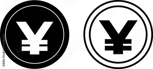 yen and yuan coin flat icon