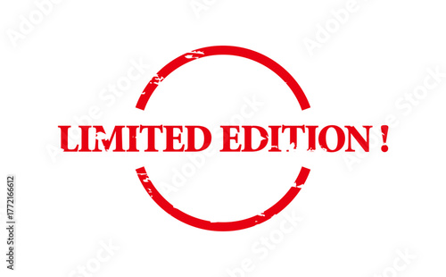 LIMITED EDITION ! - LIMITED EDITION ! text written on Red Rubber Stamp 
