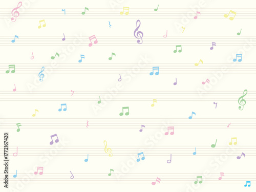 音符と五線譜の壁紙