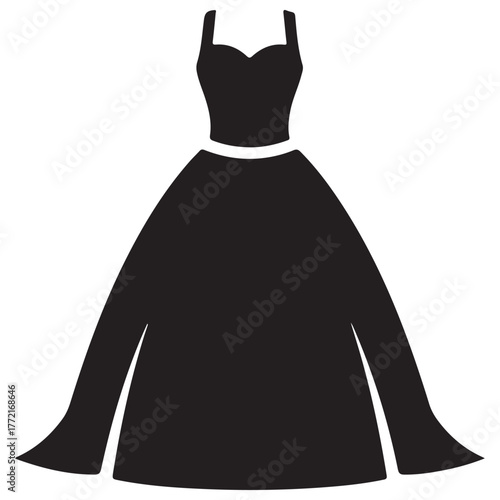Elegant Black Gown Silhouette with Sweetheart Neckline and Side Slits