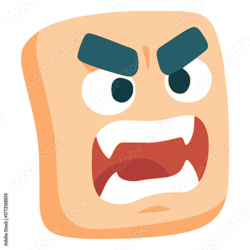 talking cartoon emoji square funny flat color vector illustration template design