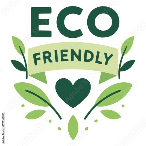 Eco friendly label tag badge sticker flat color vector illustration template design