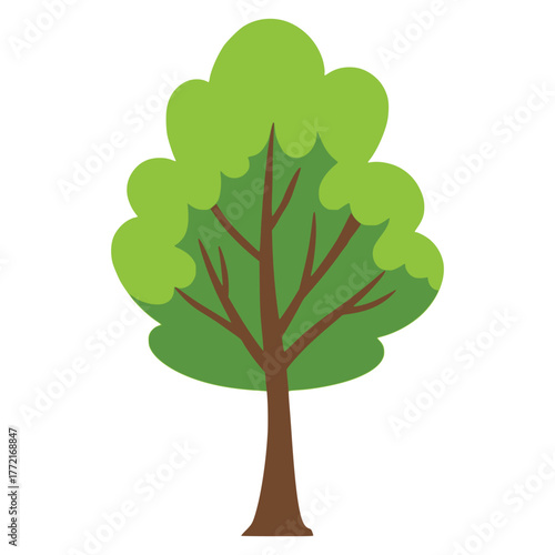beautiful green tree nature plant flat color vector illustration template design