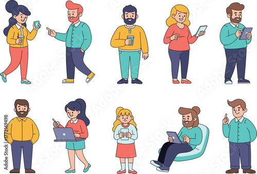 Diverse Cartoon Figures Vector Illustration – Fun and Colorful Characters for Design