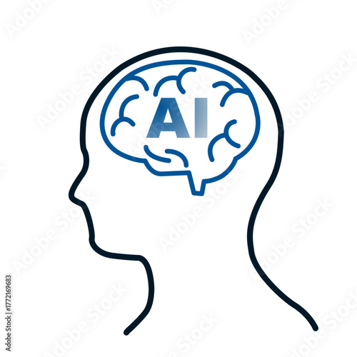 人工知能のイメージイラスト　シンプルなAIアイコン　シルエットデザイン　簡略