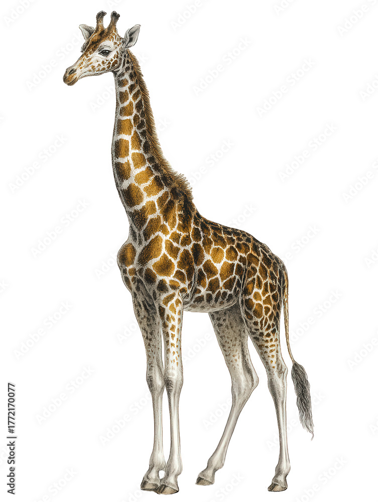 Fototapeta premium giraffe vintage natural history illustration