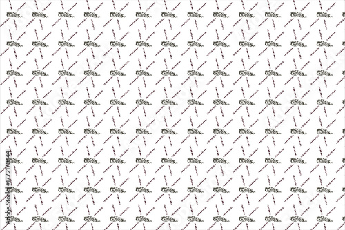 Abstract Vintage Seamless Pattern with Baroque Scrolls and Modern Geometric Hexagonal Motifs on White Background