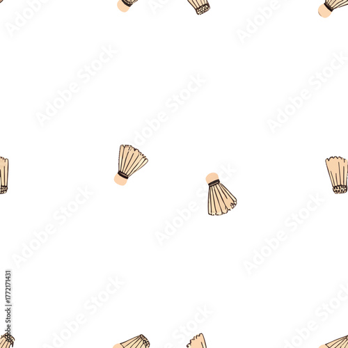 Badminton Seamless  vector pattern shuttlecock racket striped