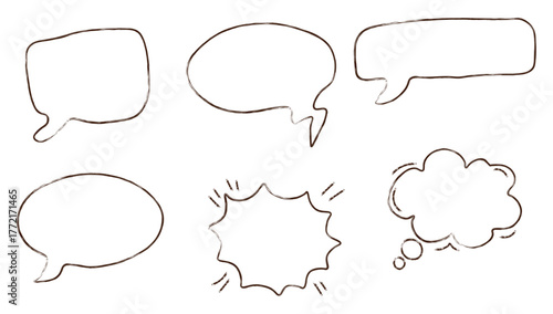 Set of hand drawn speech bubbles for design and conversation concept