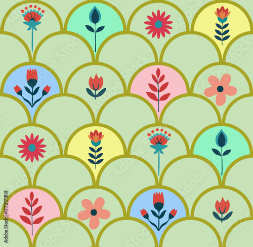 flower scales seamless pattern design