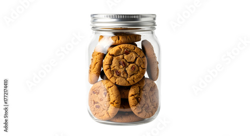 Fotografía Jar of homemade cookies isolated on transparent background, a sweet treat for al